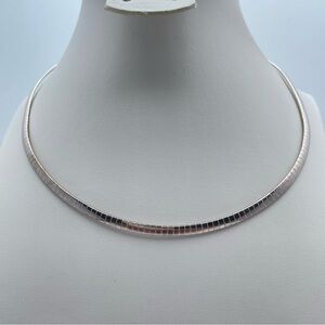 Sleek and Stylish Silver-Tone Omega Collar Necklace 16” Classic Choker